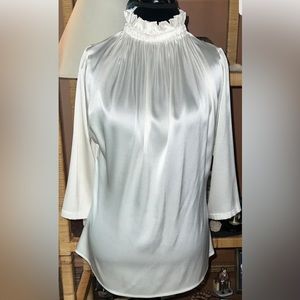 Michele Negri Silk Ruffle Collar Blouse